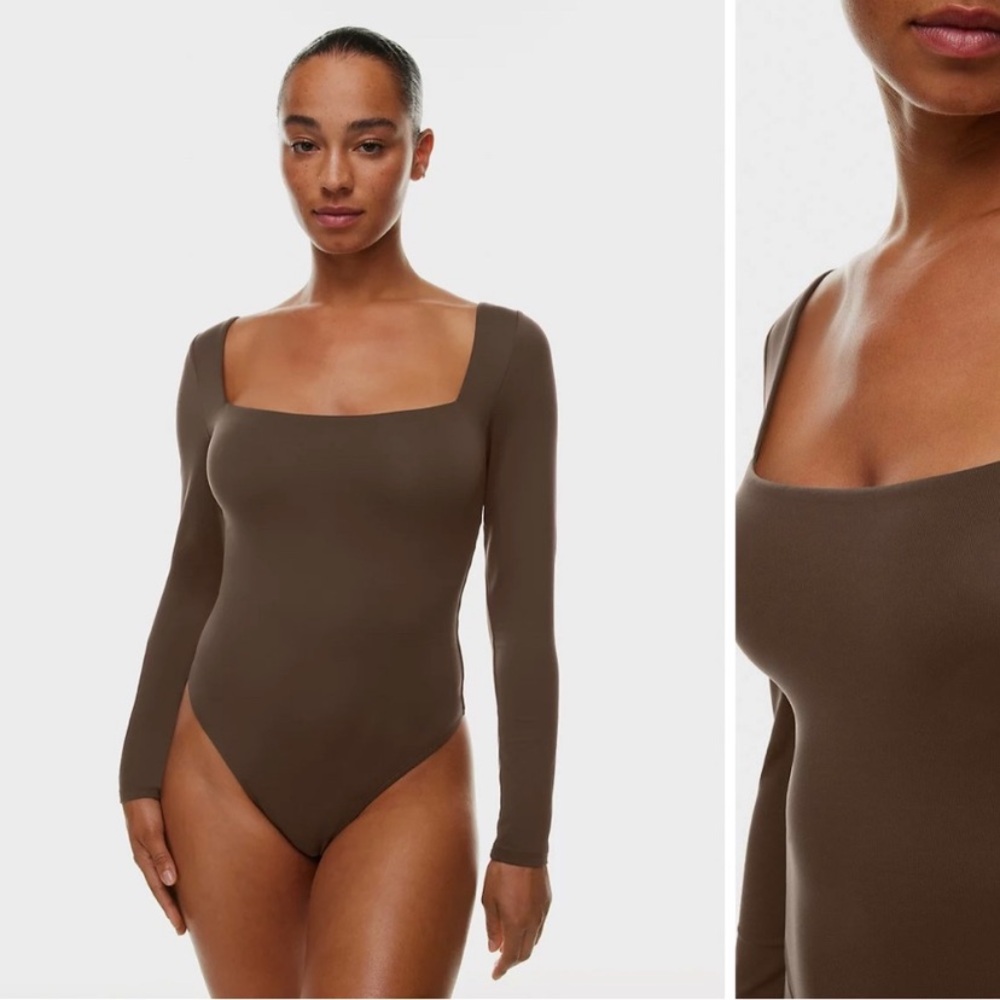 Babaton Brown Square Neck Bodysuit aritzia size XL contour